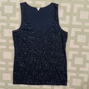 Sequin Embellished Black Tank Top